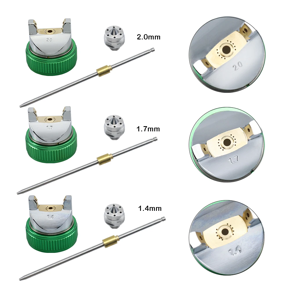 PISTOLA DE PULVERIZACIÓN de aerógrafo, herramienta neumática de pintura, juego de herramientas eléctricas de 1,4mm, 1,7mm, 2,0mm, boquilla de pistola de pulverización, herramienta neumática de reparación de automóviles