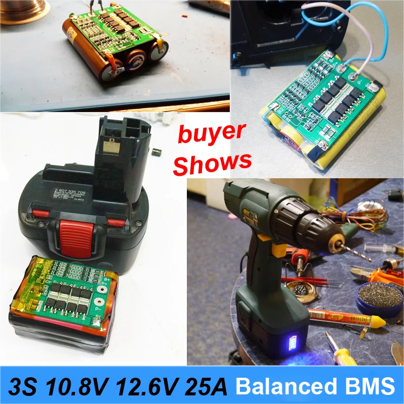 Carte de protection d'équilibre pour batterie Li-ion, pour tournevis et alimentation électrique ininterrompue, Turmera, BMS 10.8V 12.6V 3S 25a
