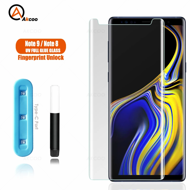 

Akcoo Note 8 Screen Protector UV Full Glue Tempered Glass for Samsung Galaxy Note 9 Screen Protector edge to edge case friendly