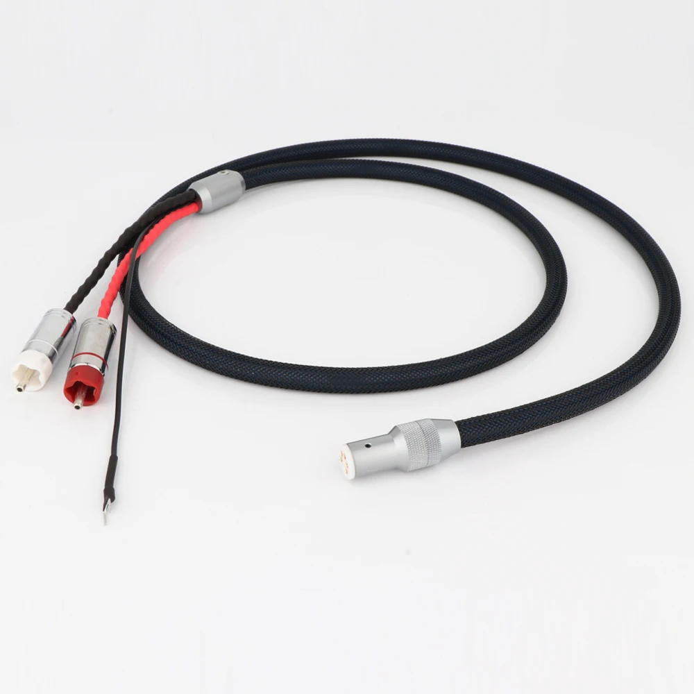 

One Piece 5N OFC Silver Plated Audio Phono Tonearm Cable With Shielding RCA 5 Pin DIN XLR U Spade Plug with Ground Wire
