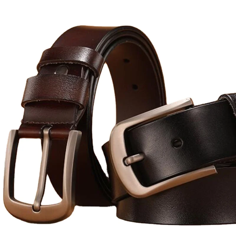 Genuine Leather For Men's Belts High Quality Pin Buckle Cowskin Casual Belts Business Fashion Designer Jeans Male Waistband