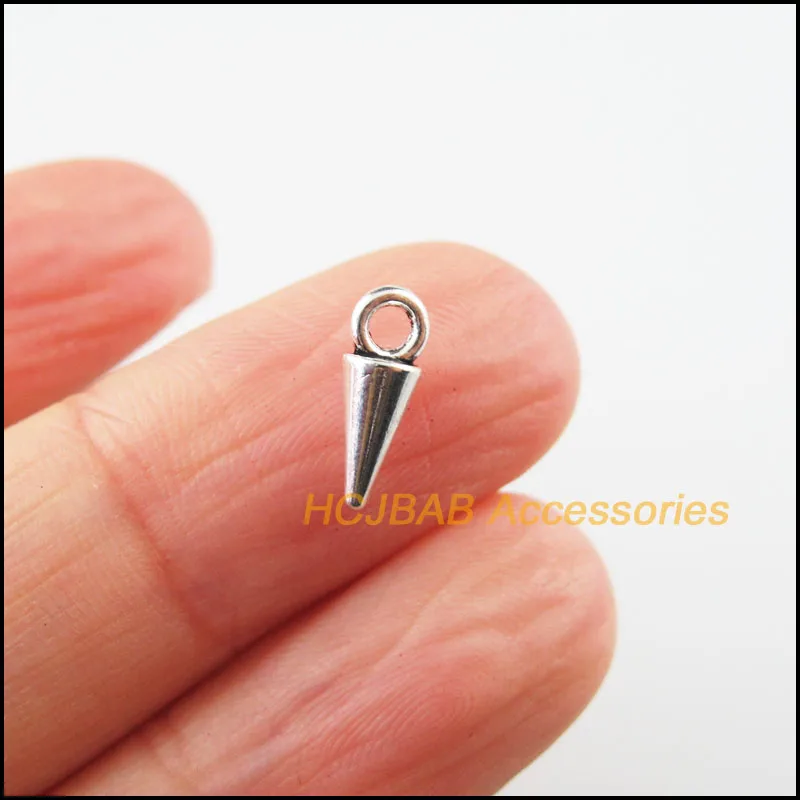 

80 New Tiny Conic Charms Tibetan Silver Color Cone Pendants 4x11mm