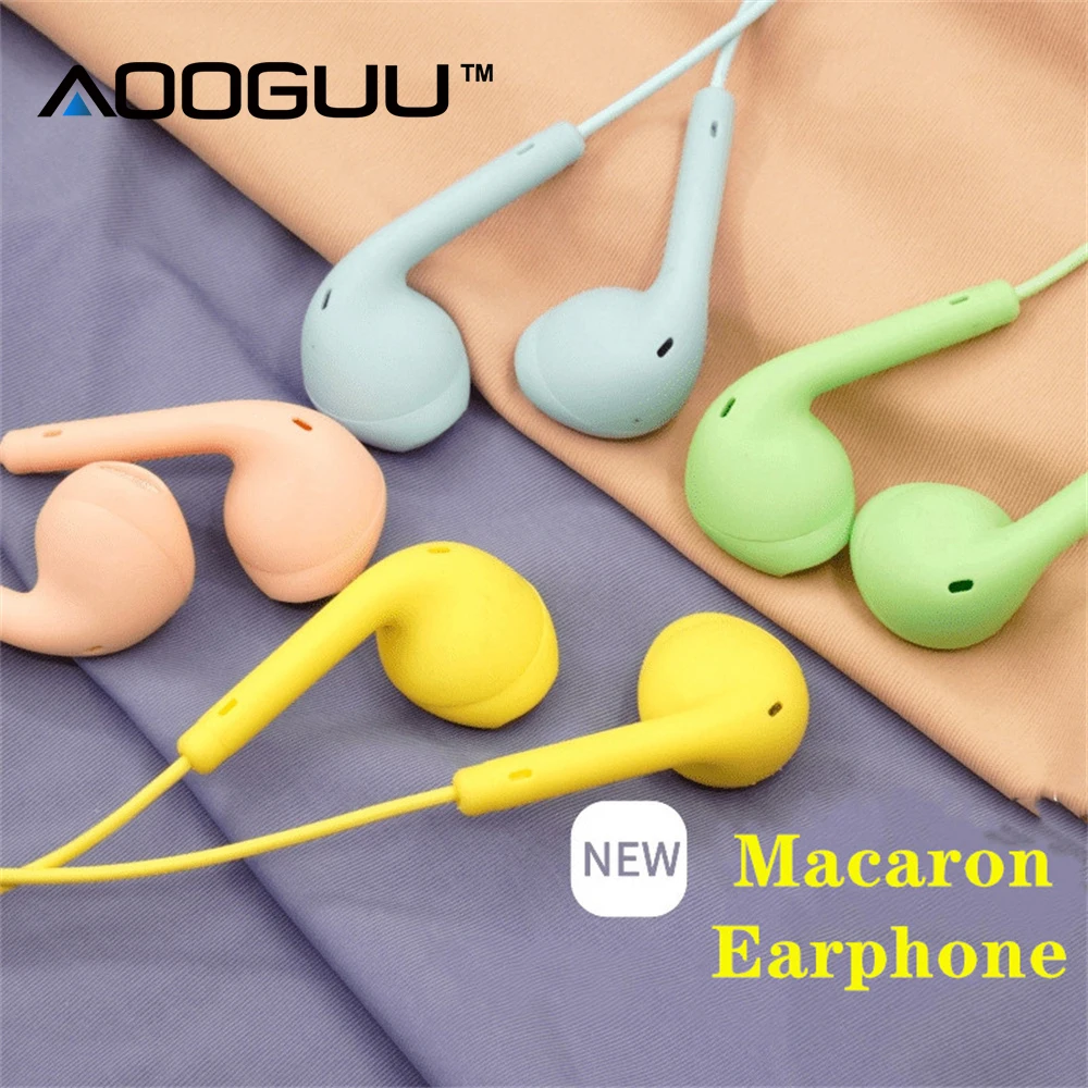 U19 Macaron Wired Earphones Universal Extra Bass Color In-ear Wired Earbuds with Microphone Stereo Headset