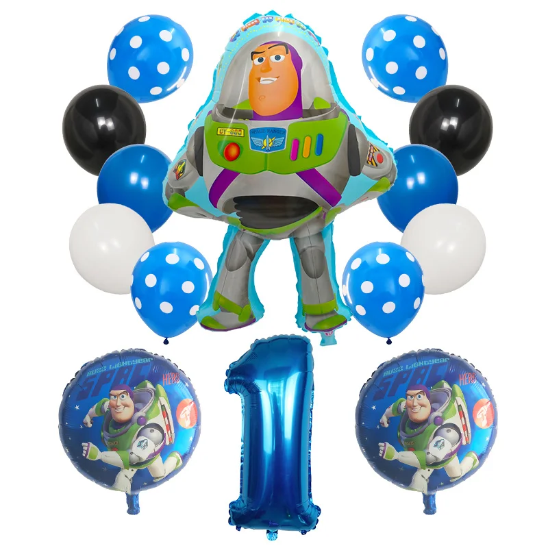 14pcs/lot Cartoon Toy Woody Captain Buzz Lightyear Foil Balloons Superhero Story Latex Air Globos Kids Birthday Party Decoration