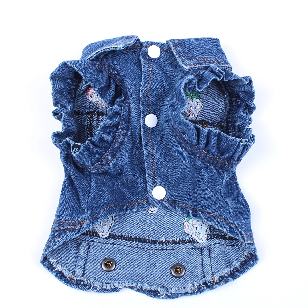 Jeans Pet Dog Jacket Strawberrys Desin Denim Coat Dress Puppy Spring/Autumn Clothes Apparel