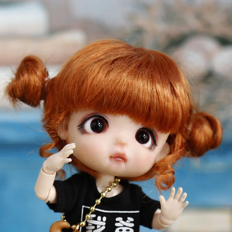 New 1/8 BJD wig Pink brown SD DD doll wigs lovely soft braid hair Bangs curls hair Doll special wig Doll accessories