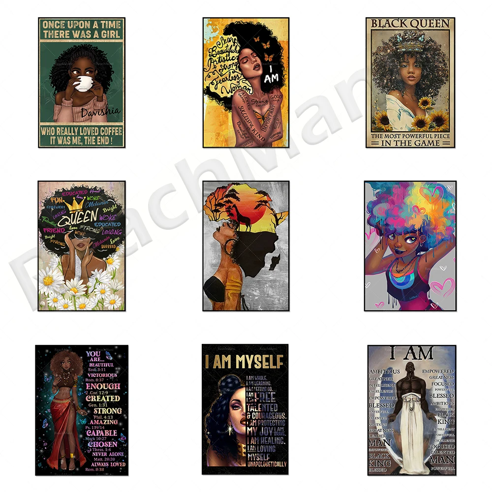 African naked female wall art, African girl black pride wall art, African American canvas poster, black queen wall art bedroom w