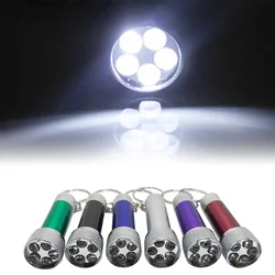 Mini LED Flashlight Outdoor Camping Hiking Walking Portable Pocket Hand Torch with Key Ring Aluminum Alloy 5LEDs Flashlight