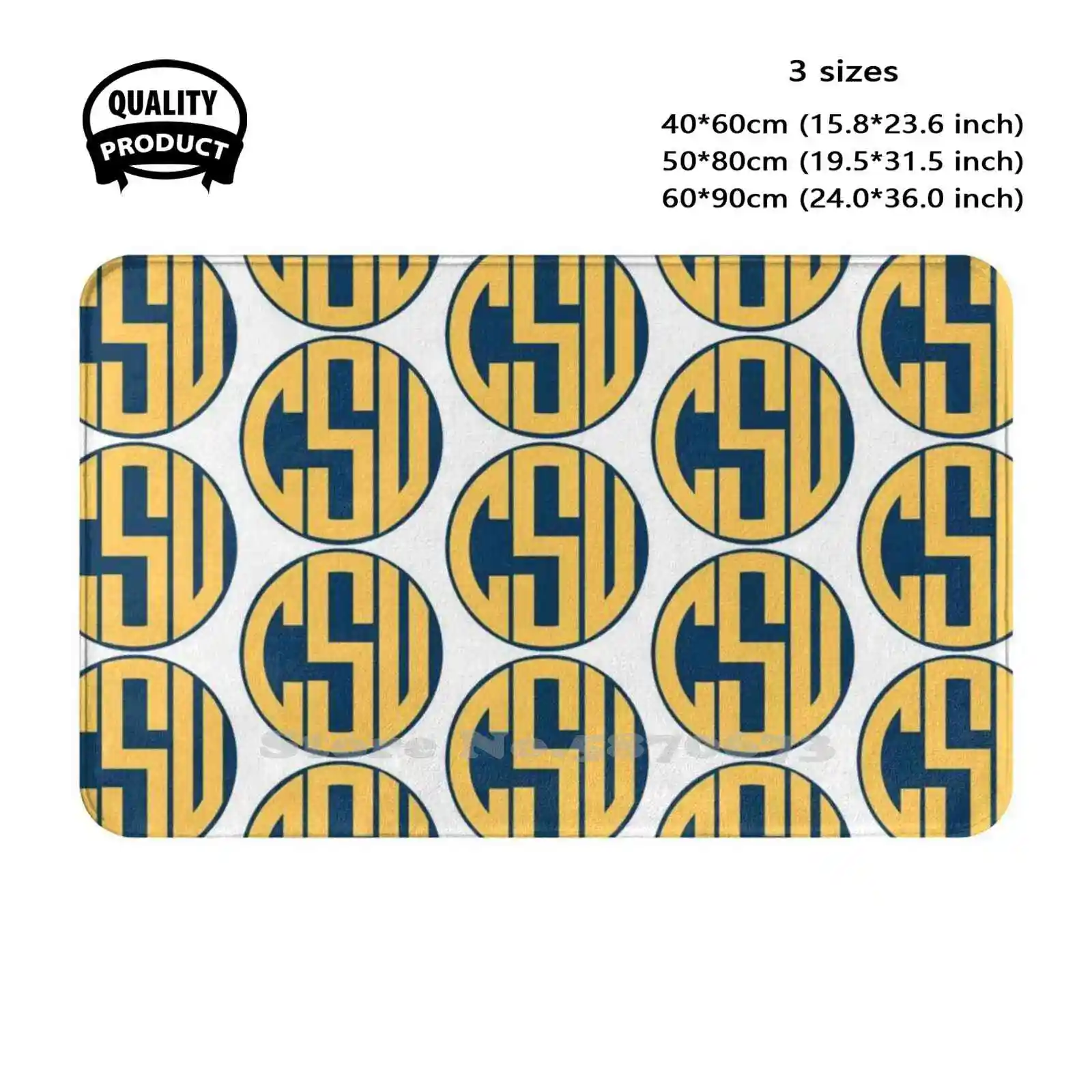 Coppin State Circle Monogram - Blue With Gold Soft Cushion Home Carpet Door Mat Car Rug Coppin State Baltimore Maryland Md