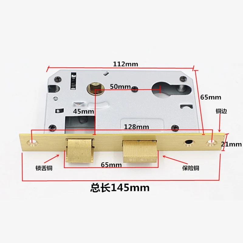 Lock Hardware Fittings Safety Silent Lock Gallbladder Lock Core Room Wooden  Lock Body Suitable For 32mm Lock Cylinder