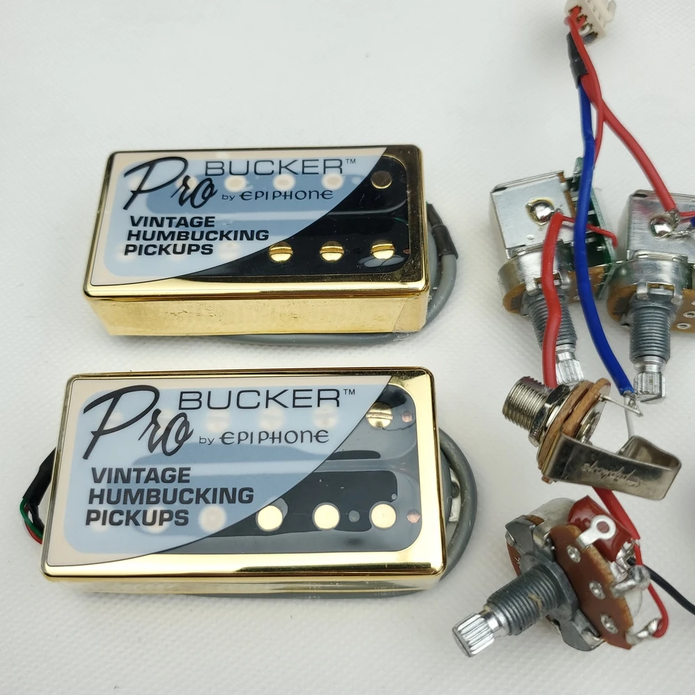 1 Set LP Standard ProBucker Alnico Electric Guitar Humbucker Pickups with Pro Wiring Harness For EPI Gold Cover