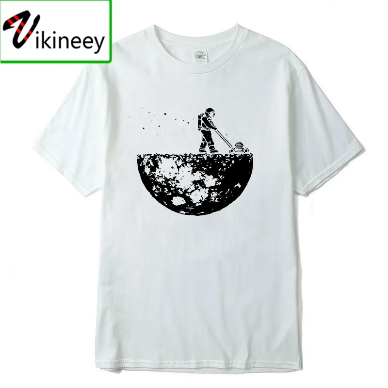 Highquality 100% cotton Lunar cleaner printing street Casual Space man men T shirt cool loose o-neck tshirt Camisas t-shirt