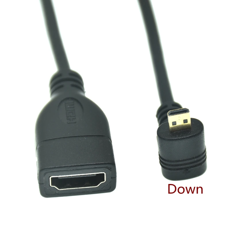 90 Degree Left/Right/Up/Down Angled Micro HD Male To HDMI-compatible D Type Female Adapter Cable Convertor