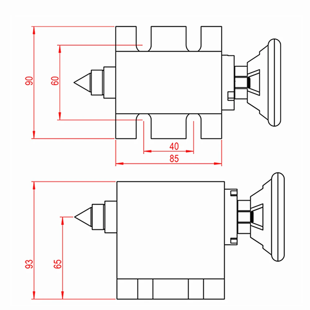 Center Height 65mm CNC Tailstock 4 Axis MT2 Rotary Axis