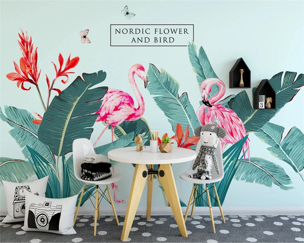 beibehang papel de parede Custom hand painted modern nordic tropical plant back leaf sofa tv background wallpaper papier peint