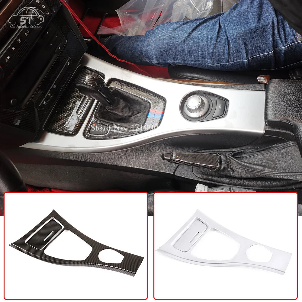 LHD Center Console Gear Shift Panel Frame Cover Stickers,ABS Carbon Fiber Pattern,for BMW 3 Series E90 2005-2007,Car Accessories