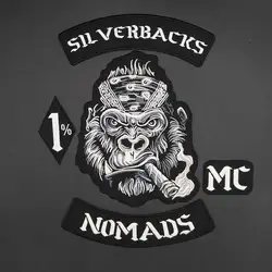 Smoking Orangutan MC Large Embroidered Punk Biker Patches Clothes Stickers Apparel Accessories Badge