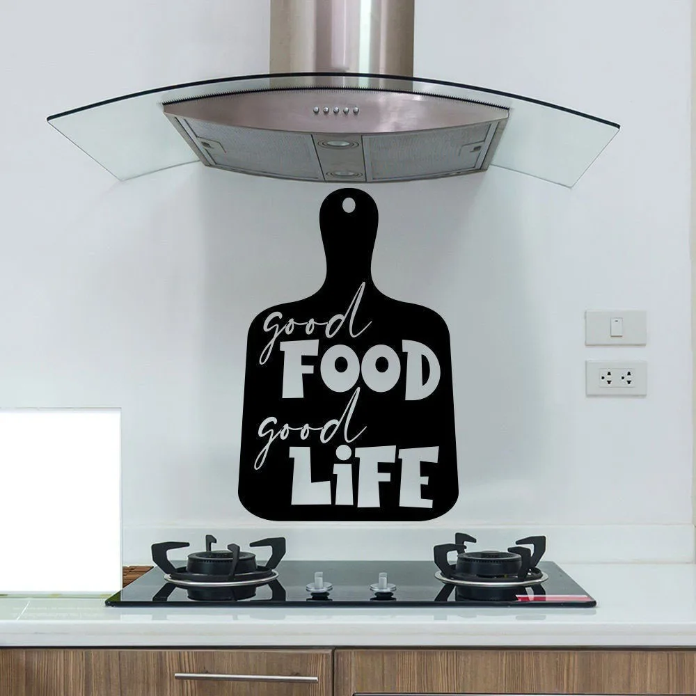 Cutting Board Wall Decal Good Food Good Life Quote Door Window Vinyl Sticker Kitchen Dining Room Restaurant Interior Decor E058