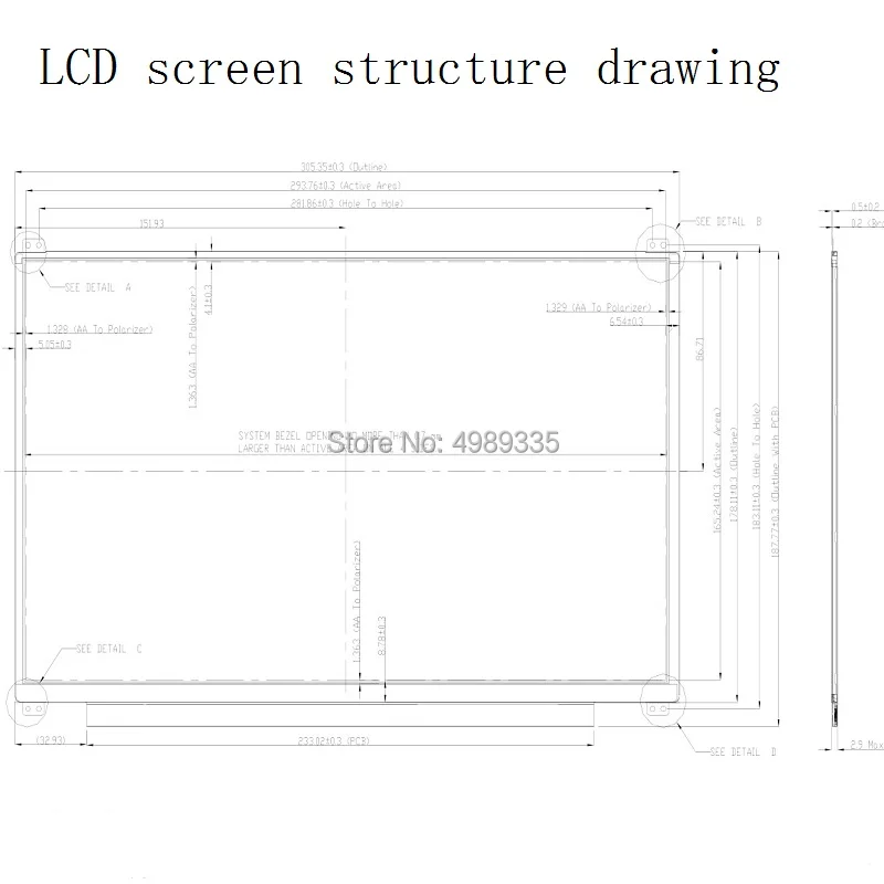 Módulo de exibição capacitiva touch, 13.3 polegadas, usb, touch touch 10 pontos, suporta múltiplos sistemas, plug and play