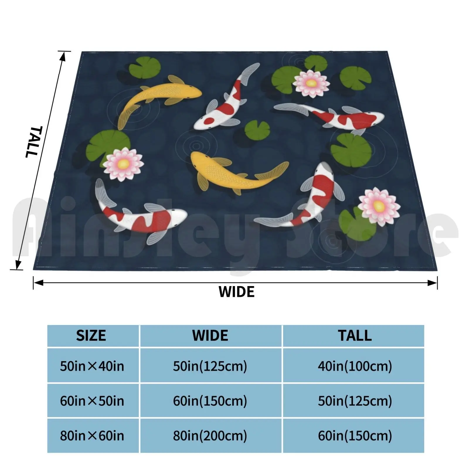 Japanese Koi Fish Pond Blanket Super Soft Warm Light Thin Simple Stylish Cute Cool Girly Koi Fish Pond Vector