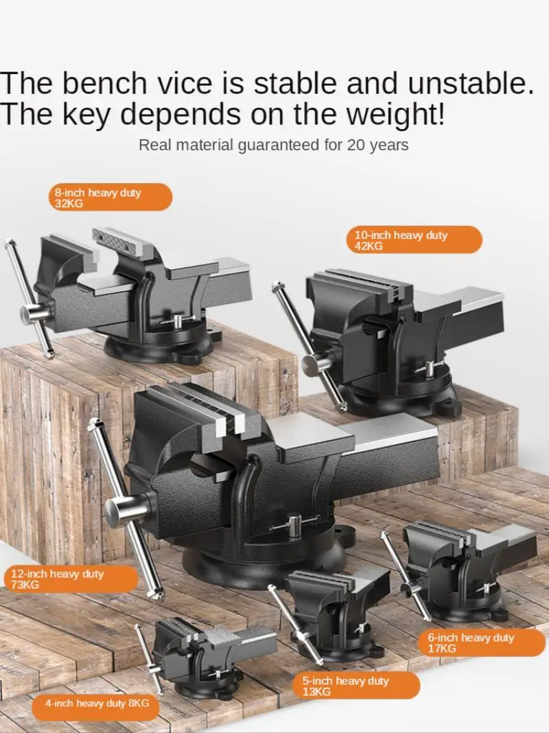 4นิ้ว/5นิ้ว Heavy Duty Bench Vise Precision Flat-จมูกคีมติดตั้งครัวเรือนมัลติฟังก์ชั่ Vise Workbench