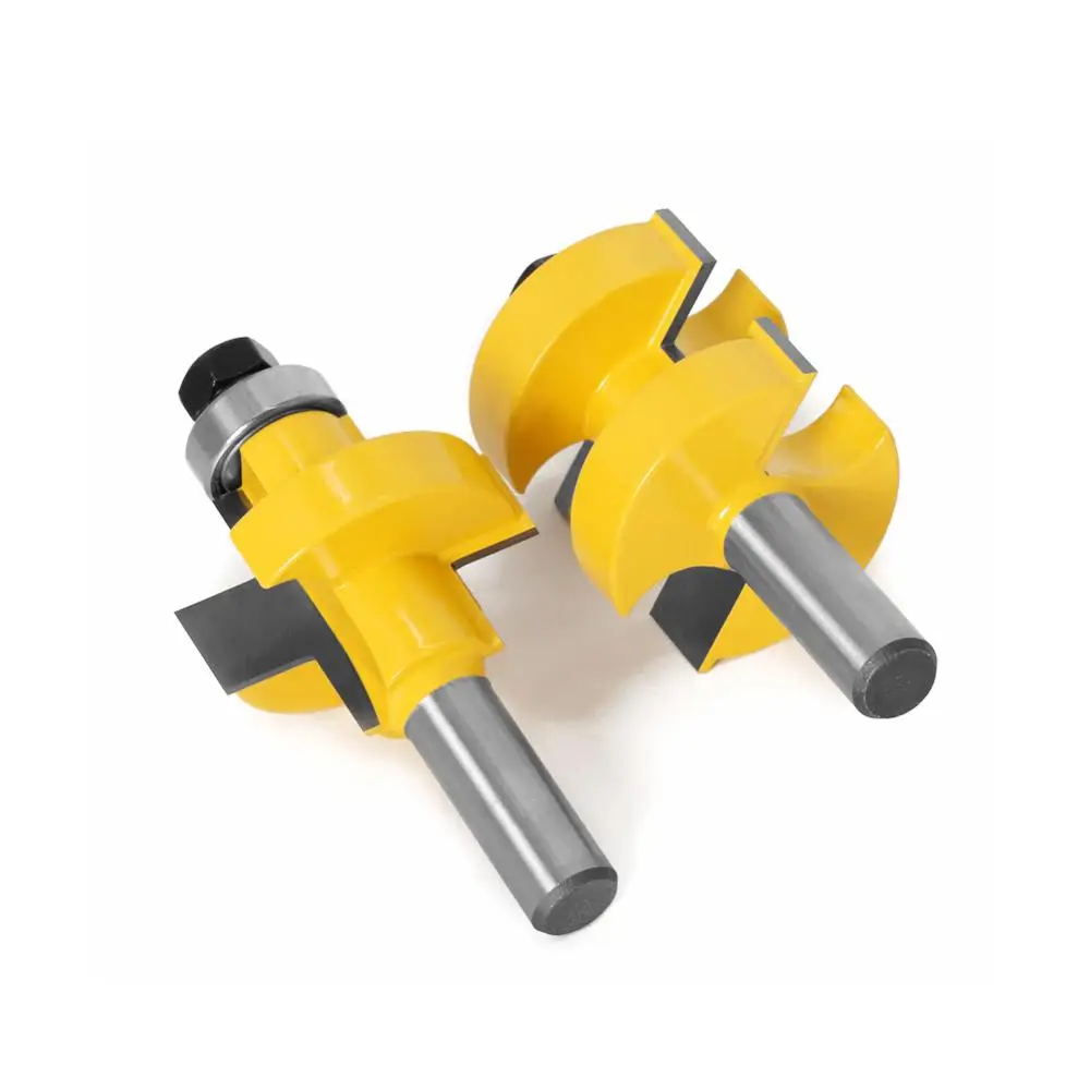 Grande Língua e Groove Joint Assembly Router Bit Set, Ferramenta De Corte De Madeira, 12mm Shank, 42mm Stock, Alta Qualidade, 2Pcs, 1, 2"
