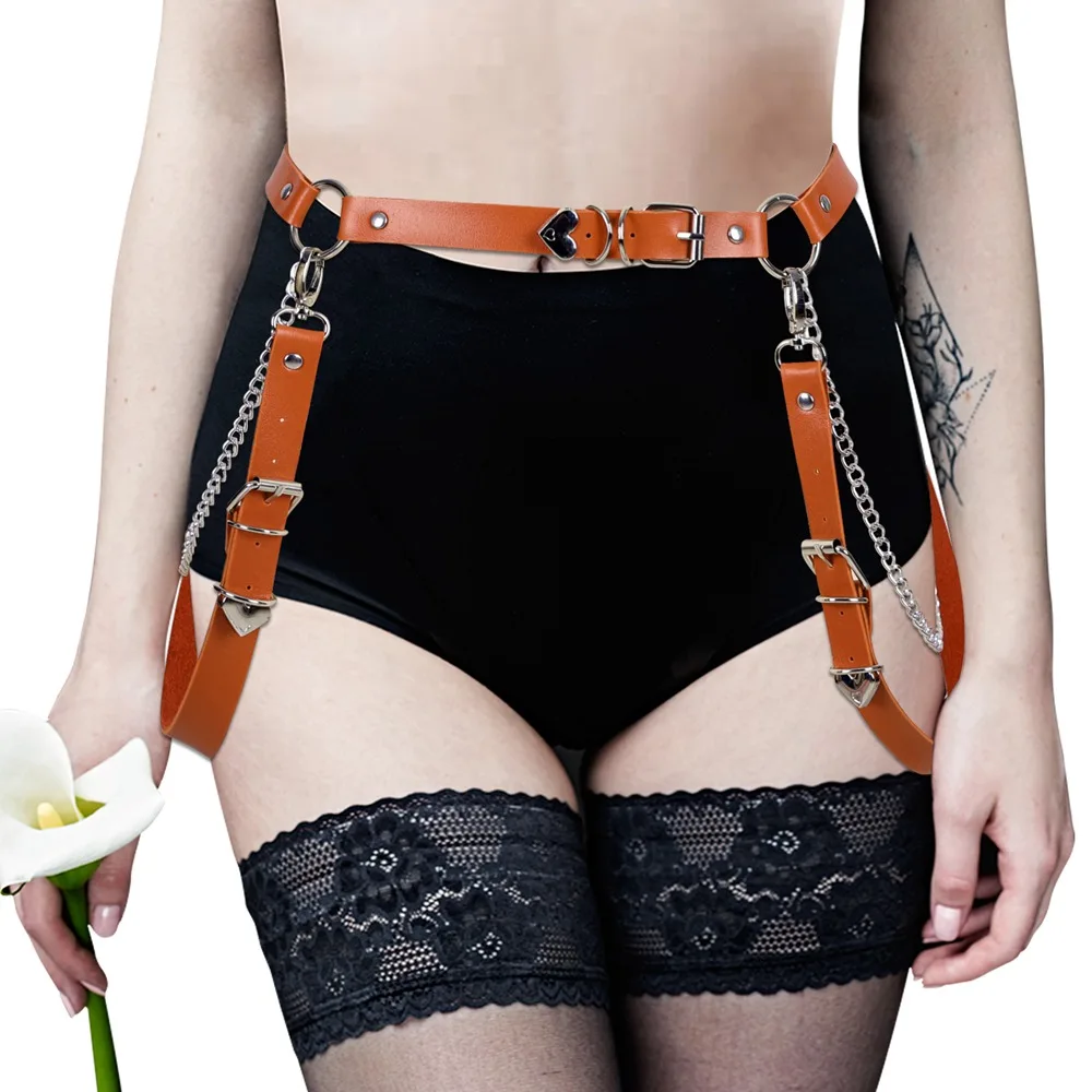 

Metal Harness Women's Belt Harajuku Punk Goth Accessories Leather Garters Stocking Sexy Lingerie Suspender Adjust Waist Size