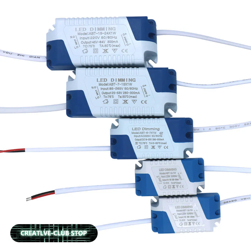 led driver light transformer adaptador de alimentacao painel light dimmer 220v 300ma 3w 5w 7w 12w 18w 20w alta qualidade 01