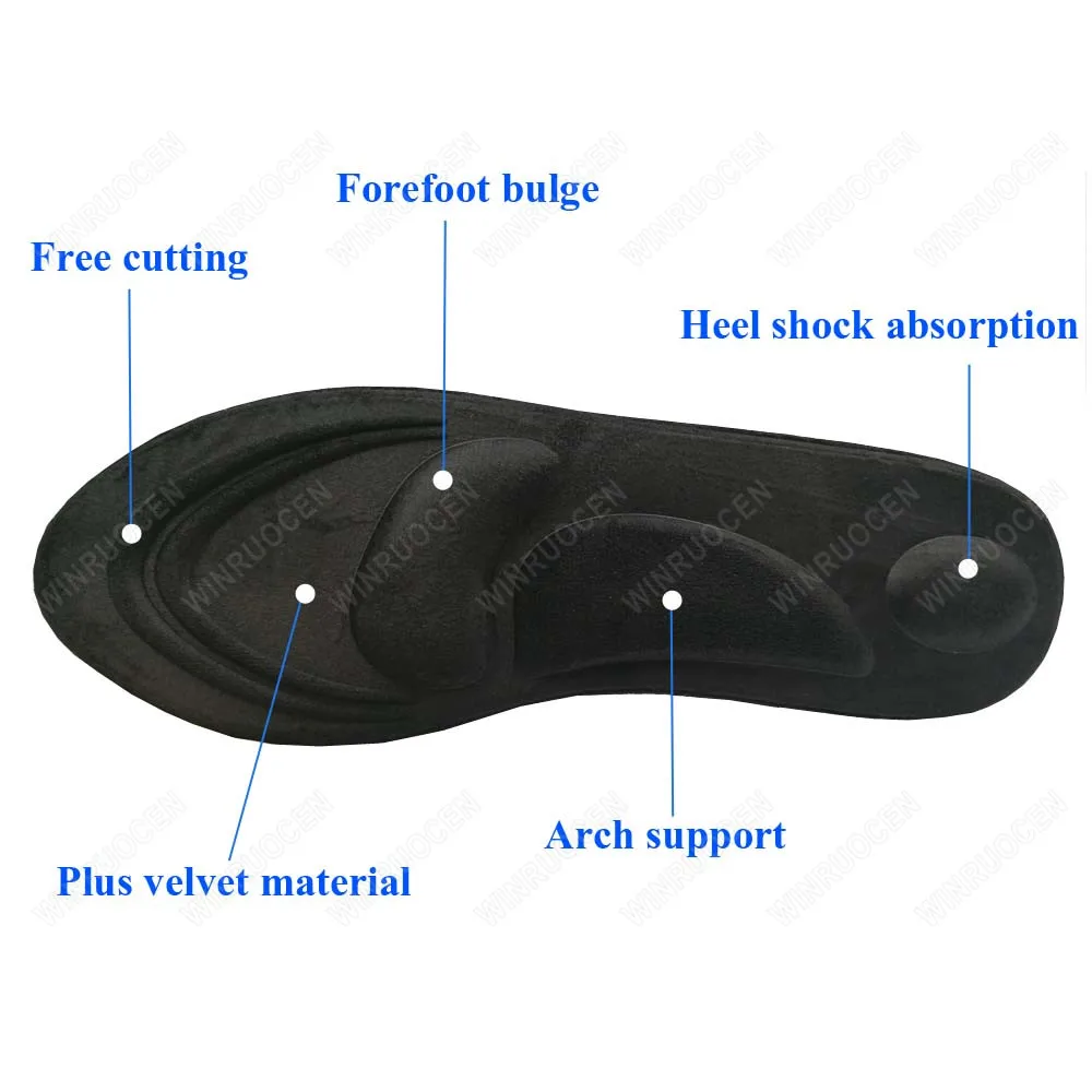 WINRUOCEN 4D Memory Foam Winter Warm Heating Orthopedic Insoles Arch Support Flat Foot Feet Care Sole Shoe For Men Women Pads