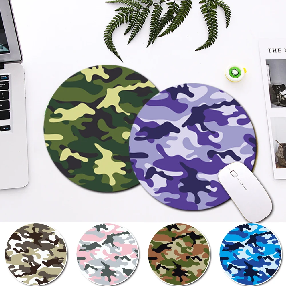 

Camouflage Pattern Round Mouse Pad for Computer Game Player Pu Leather Non-slip Laptop Mat Pads Waterproof Office Mousepad 22cm