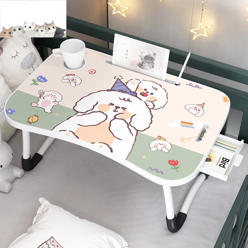 Bed Small Table Desk Student Folding Home Dormitory Simple Computer Study Lazy Bedroom Sitting on The Ground Notebook