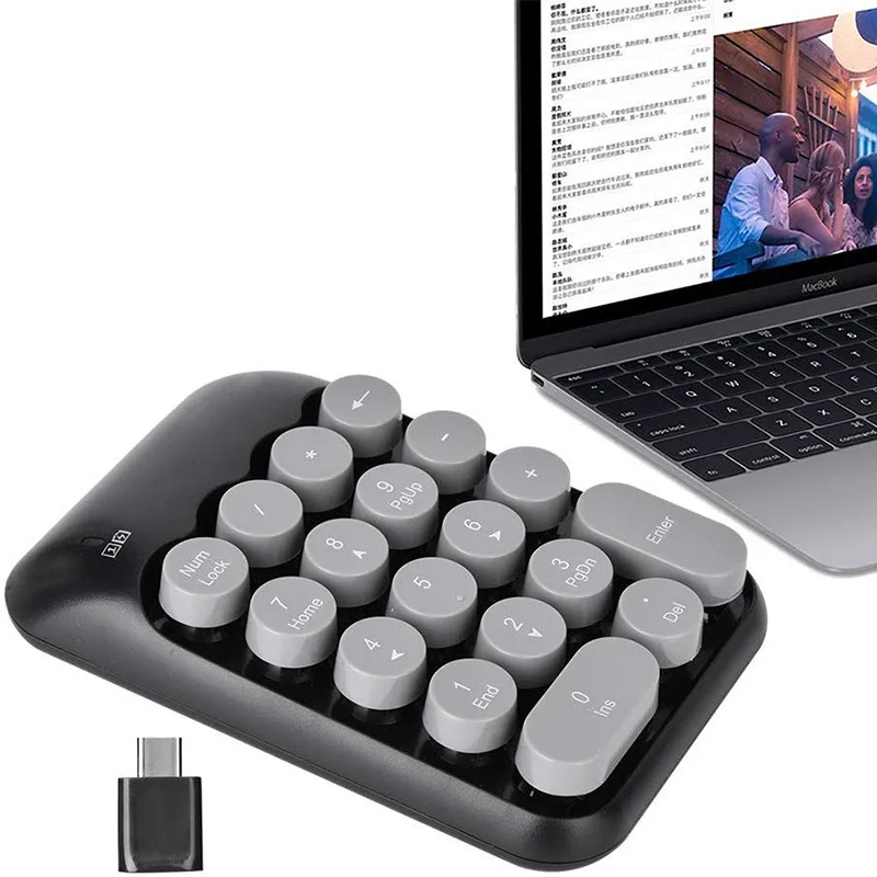 Wireless  Numeric Keypad Type C, 2.4G Portable 18-Key USB C Mini Number Pad Keypad with Type-C Receiver Compatible PC ,MacBook