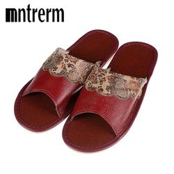 Mntrerm High Quality skin Slippers Anti-Slip Floor Shoes Non-Slip Interior Fashion Home Slippers Leather slipper women