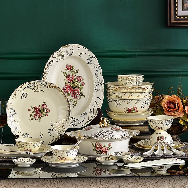 European ceramic plate plate household Western dish combination soup dish dish set ceramic bowl plate