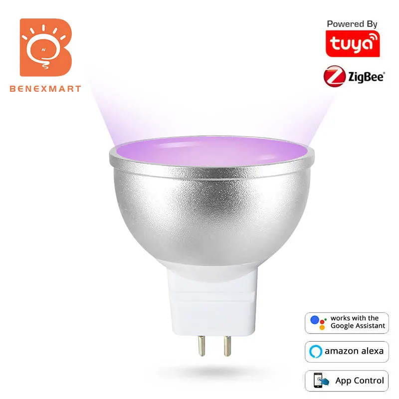 Benexamrt Zigbee 3.0 MR16 12V LED Light Bulb Tuya Smart Lamp 5W RGBCW Spotlighting SmartThings App Alexa Google Home Voice