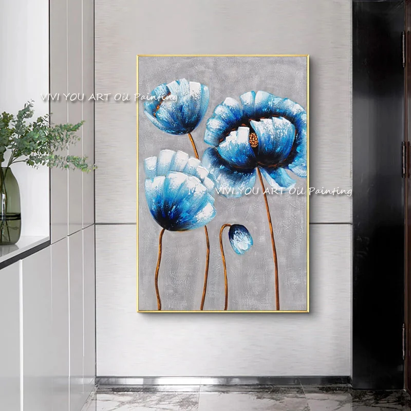 100% Hand Painted palette knife texture flower Canvas Oil Painting Wall Art Pictures For Living Room home decoration cuadros