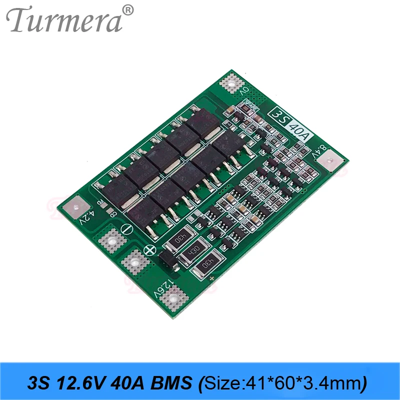 Turmera 12V 3S 7P Li-ion Battery Case Box 3*7 18650 Holder 3S 40A BMS with Welding Nickel for Motorcycle Replace Lead-Acid Use