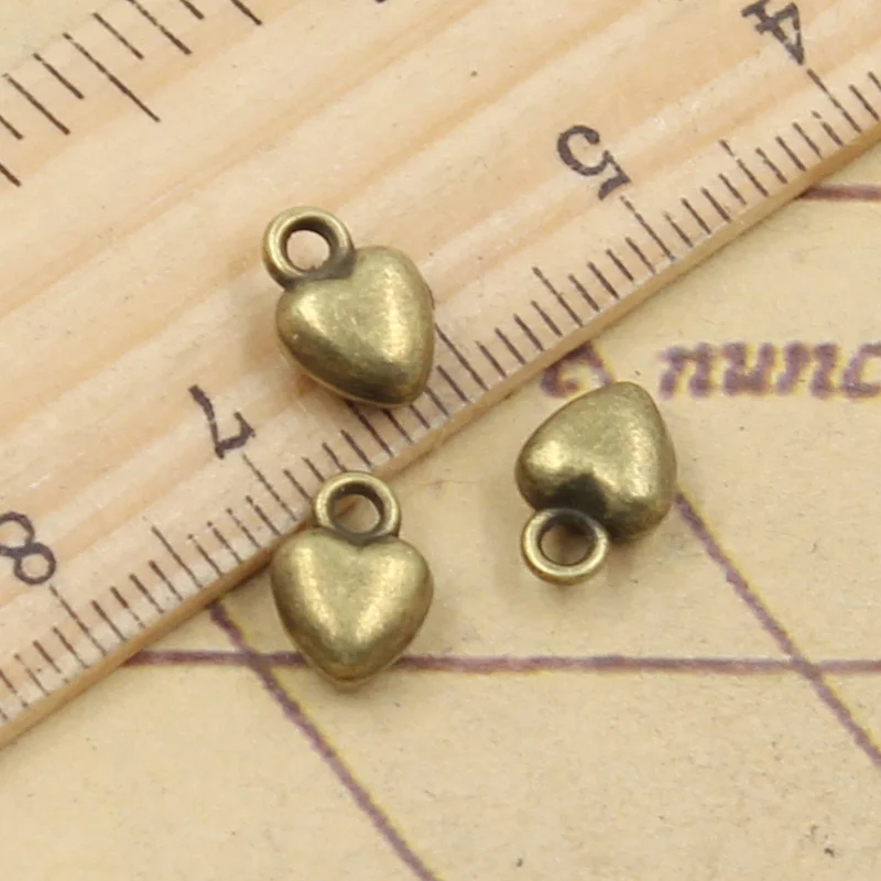 40pcs Charms Puffy Heart 9x7x4mm Antique Bronze Silver Color Pendants Making DIY Handmade Tibetan Finding Jewelry For Bracelet