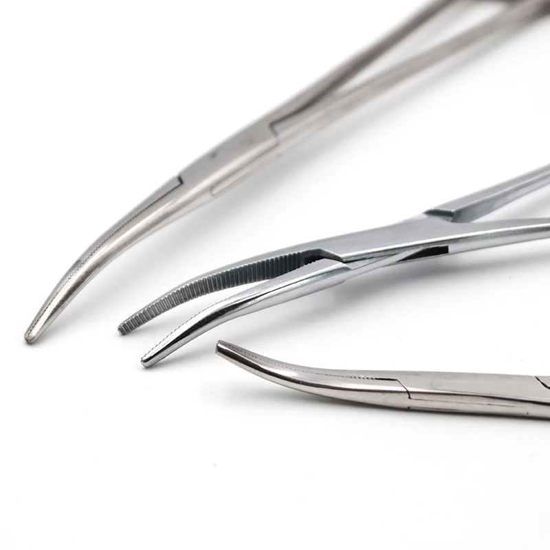 14/16/18cm Stainless Steel Hemostatic Forceps Clamp Veterinary Curved Tip Forceps Locking Clamps  Fish Hook Pliers