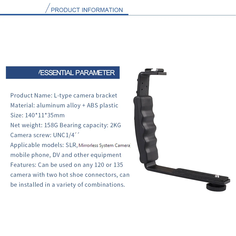 كاميرا على شكل حرف L تقف زاوية 2 حذاء فلاش قوس DV ضوء صينية مزدوجة حامل دعم الحذاء البارد للتصوير الفوتوغرافي DSLR SLR