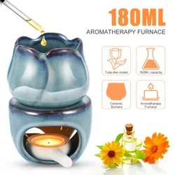 아로마 테라피 화로 캔들 램프, 침실 아로마 장식, 에센셜 오일 향 버너, 튤립 세라믹 캔들, 티 라이트 왁스 버넷