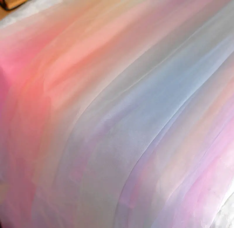 2Meters Rainbow Gradient Tulle Fabric DIY Sewing Baby Shower Tutu Skirt Princess Dress Wedding Party Decor African Mesh Fabric