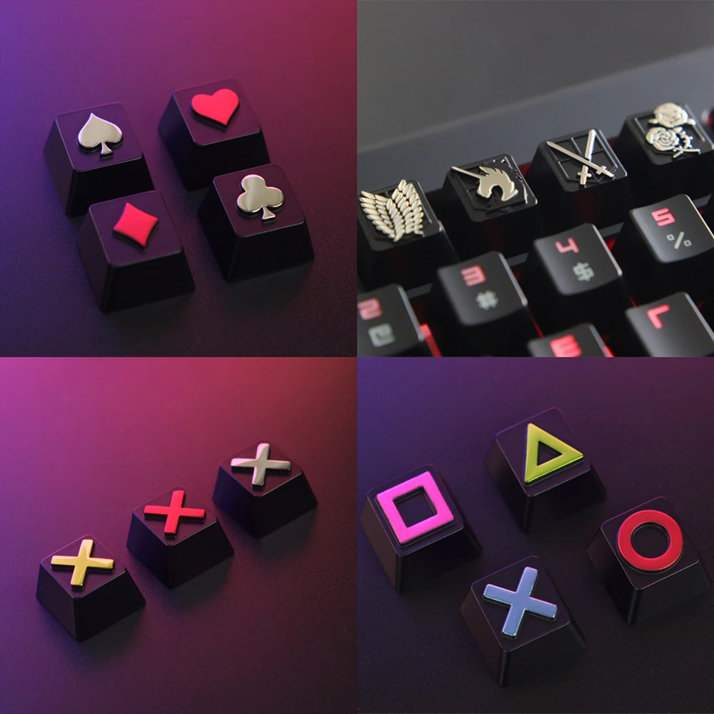 KeyStone Key cap 3D relief Suit series Aluminum Alloy Metal Mechanical Keyboards Keycaps for Cherry MX axis R4 Height