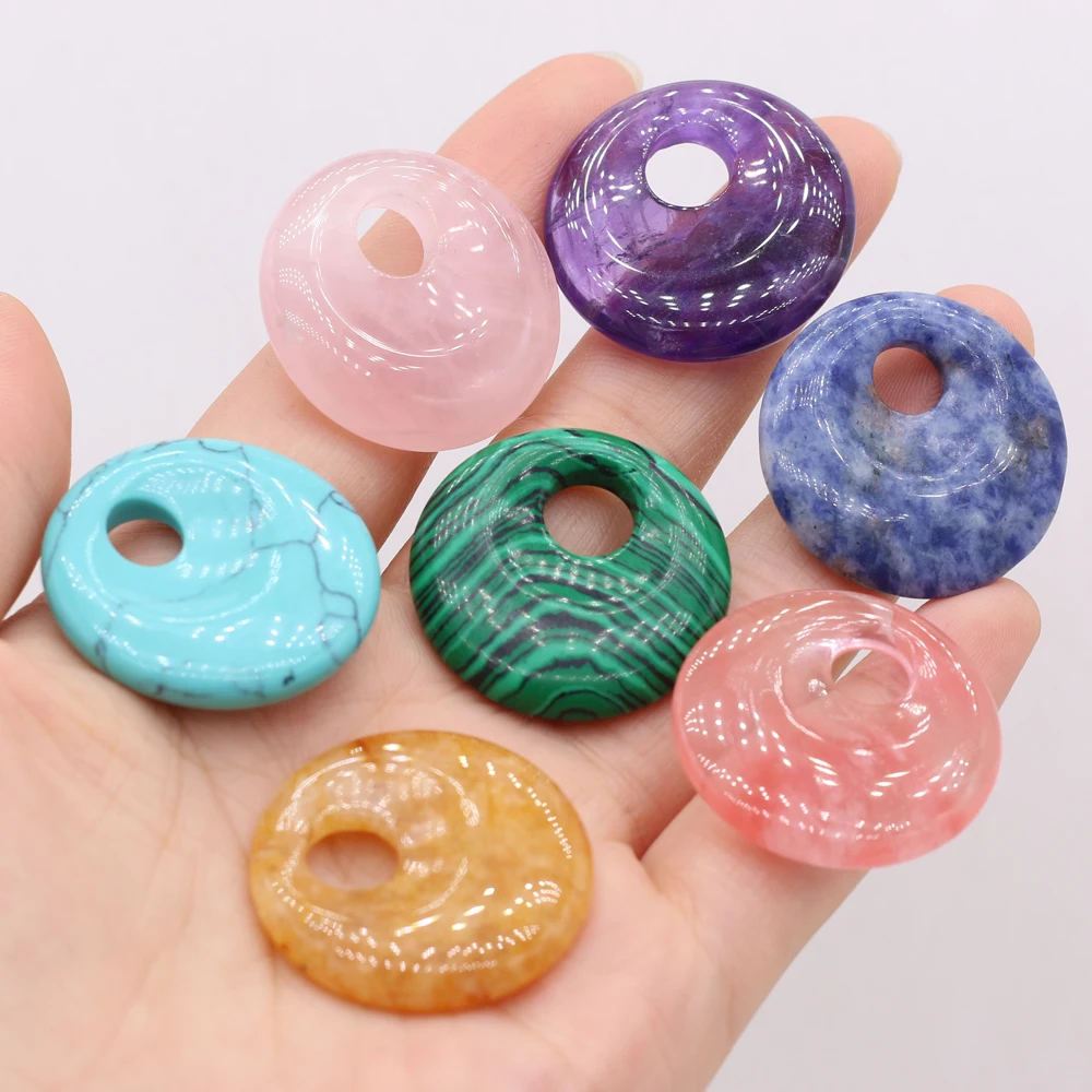 Natural Stone Beads Semi-precious Stones Round Big Hole Beads for Jewelry Making DIY Necklace Bracelet Earrings Accessories 30mm