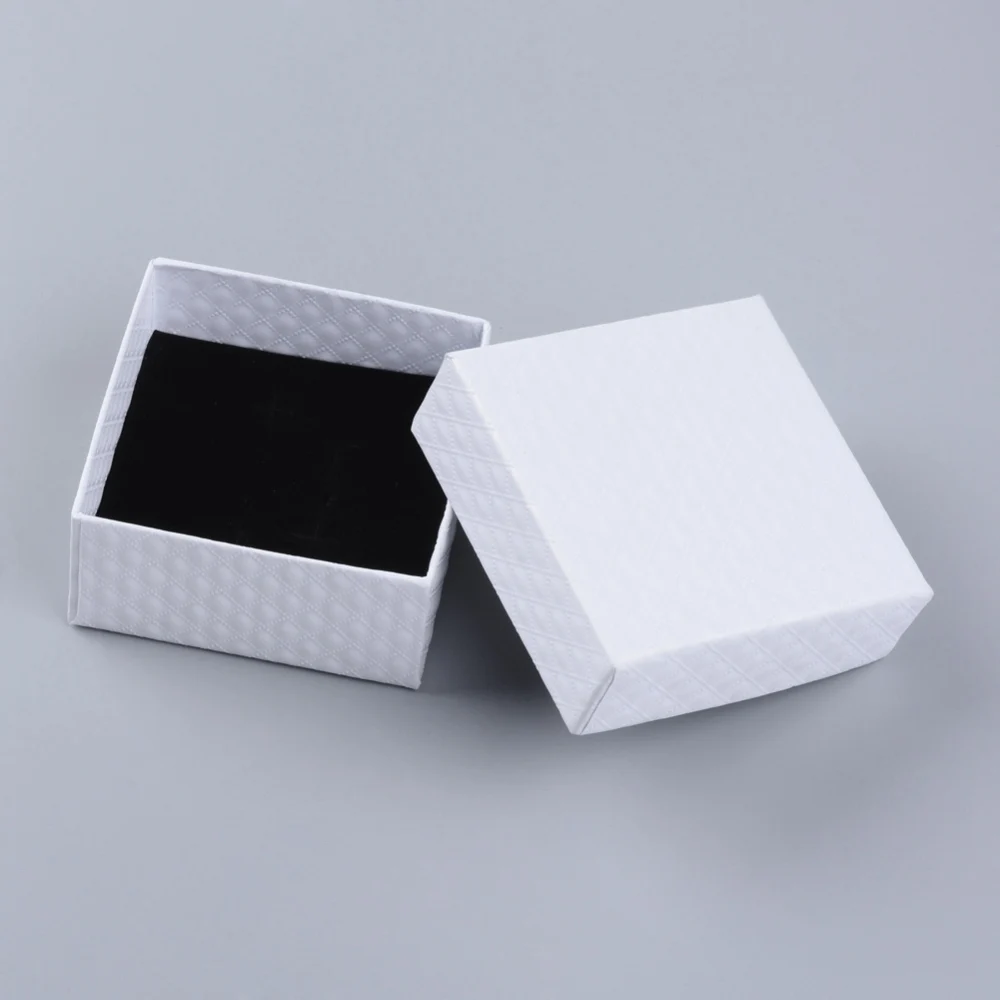 

12pcs Cardboard Jewelry Bracelet Gifts Boxes Square White 7.5x7.5x3.5cm Packaging Display Storage Box with Sponge Inside