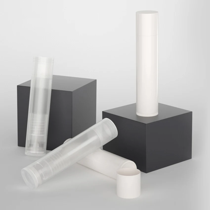12 pz/lotto svuota i contenitori bianchi/chiari del balsamo di labbro, 5g, tubi di plastica del balsamo di labbro tubi di torsione per i bali fatti in casa del labbro, regali cosmetici