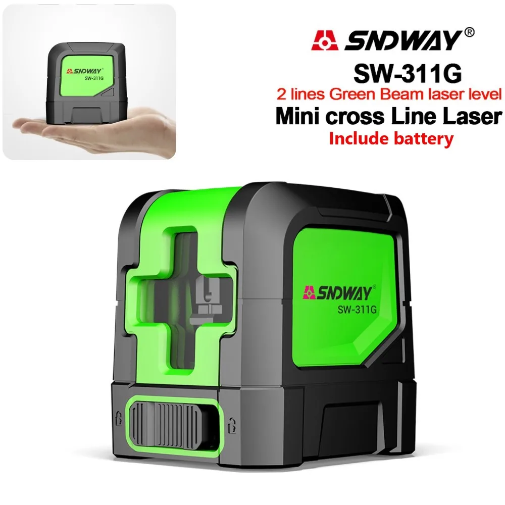 

SNDWAY Green Laser Level 2 Lines Self-Leveling Laser Leveler Vertical Horizontal Cross Laser Beam Measuring Instrument SW311G /R