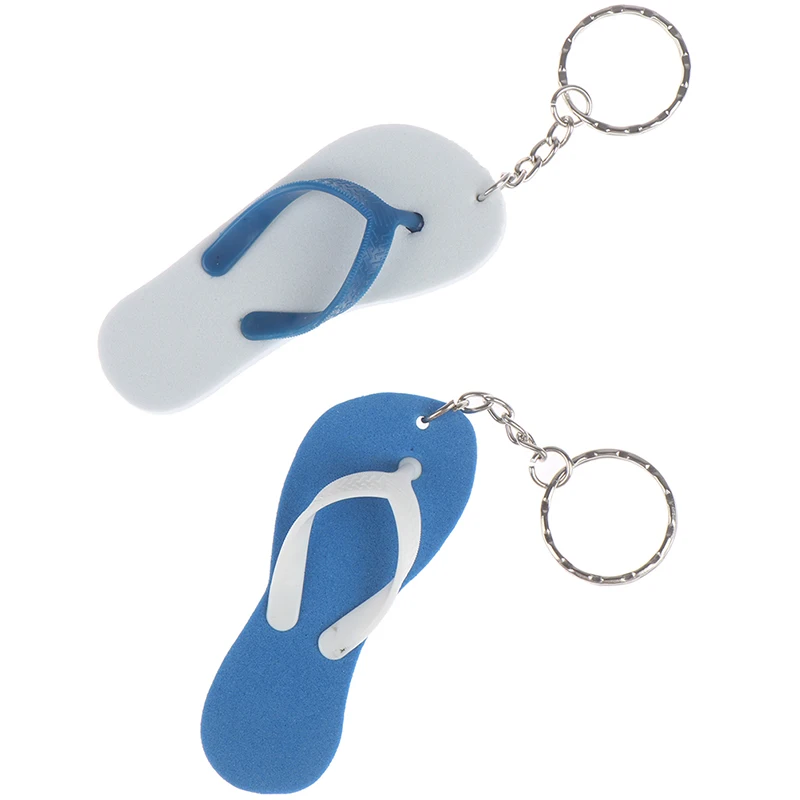 2 Pcs Unique Design Boat Marine Floating Keychain Buoyant Foam Flip Flops Slipper Shaped Key Floats Key Ring Holder Fashion