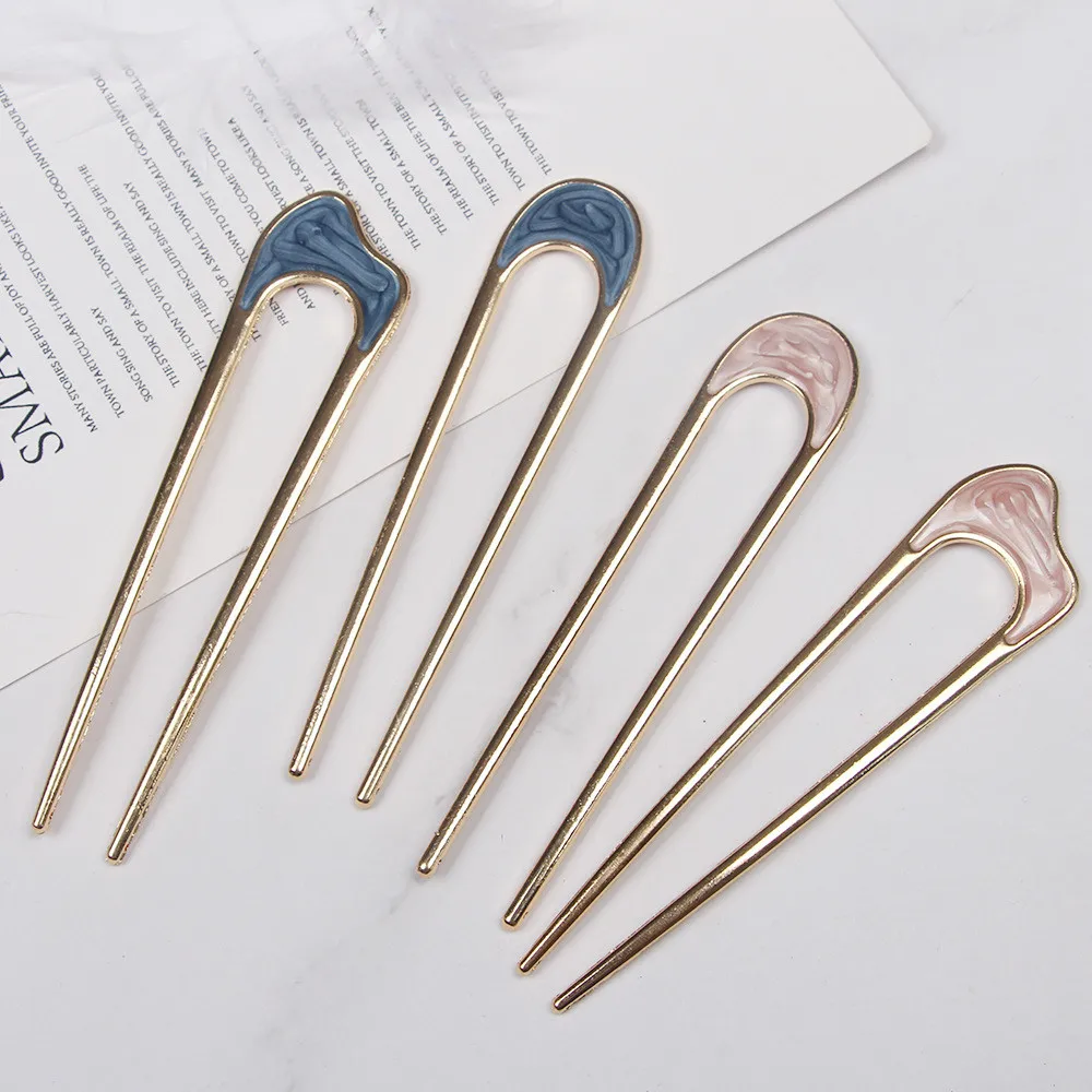 Fashion Metal Hair Sticks for Women Shell Hair Clip Pins Minimalist U Shape Girls Hairpins Hair Bun Maker Headwear