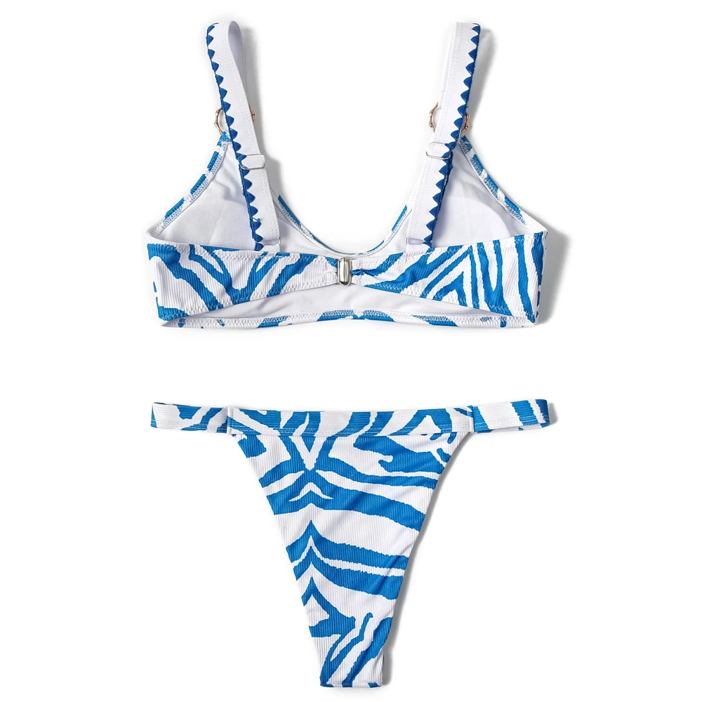 ZTVitality Zebra Print Whip Stitch Sexy Bikini 2022 New Arrival Padded Bra Low Waist Swimsuit Female Swimwear Women Beach Wear